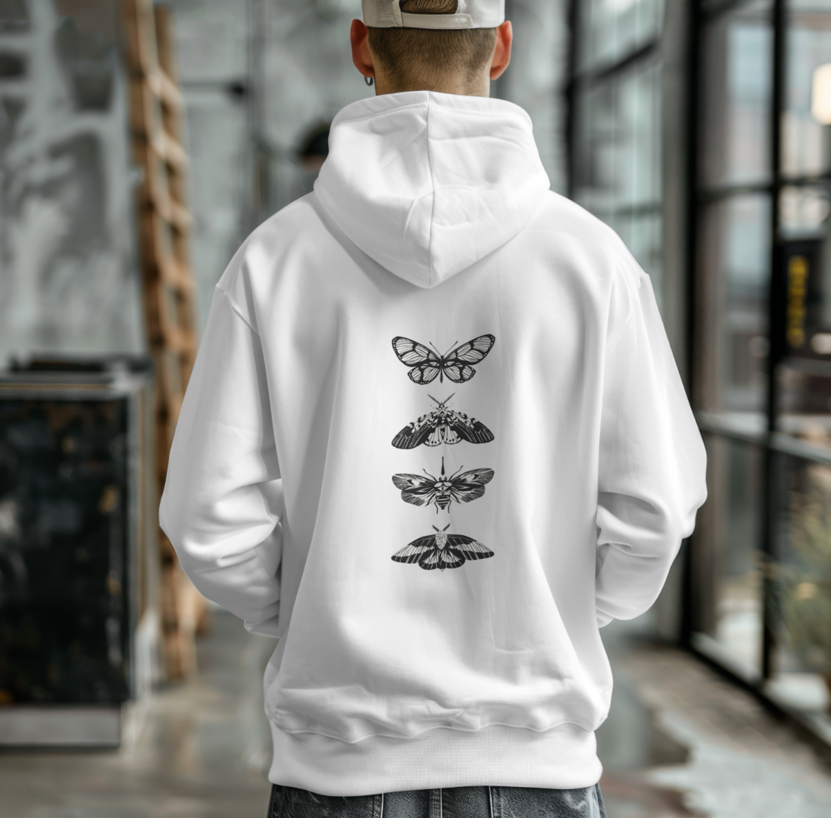 Butterfly Back Oversized Printed Hoodie