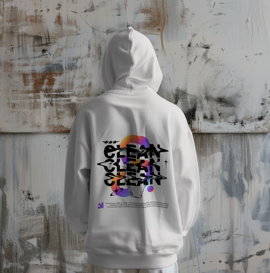 Clean Graphic Printed Oversized Hoodie