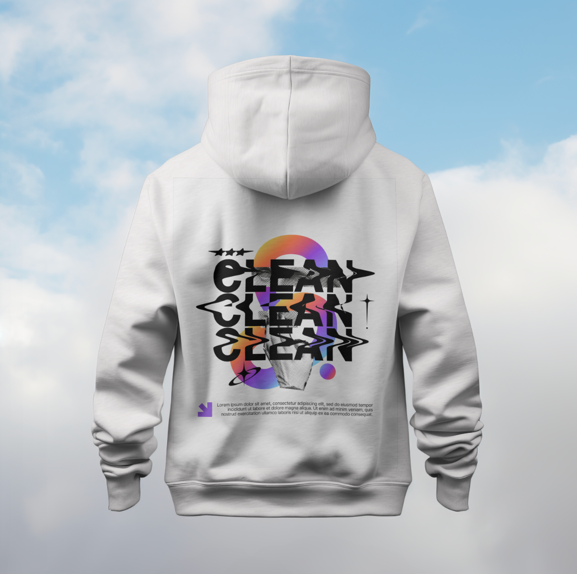 Clean Graphic Printed Oversized Hoodie