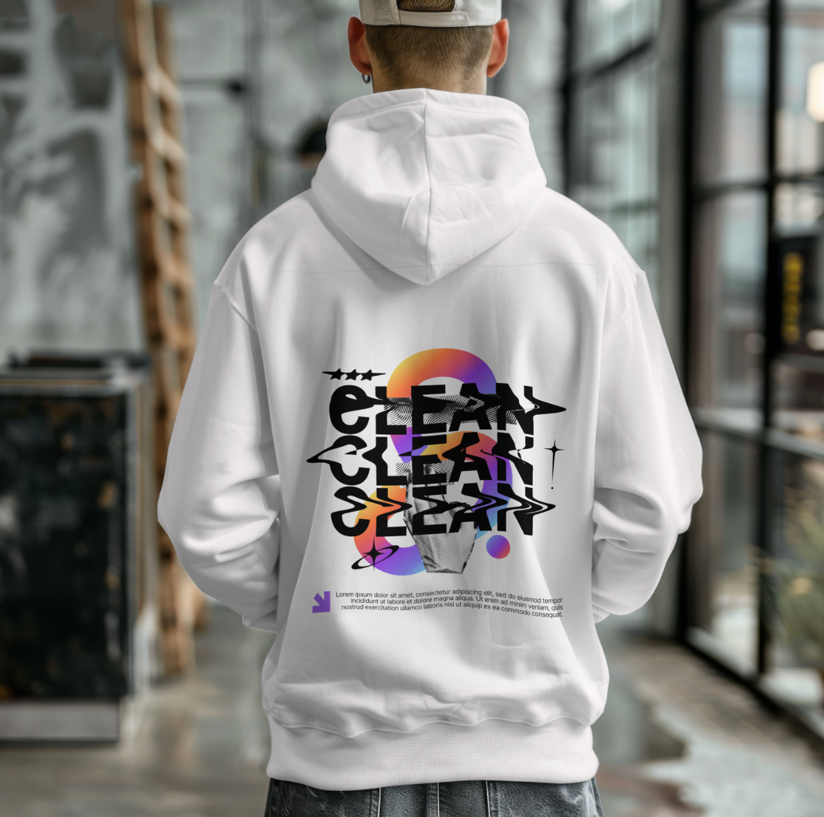 Clean Graphic Printed Oversized Hoodie